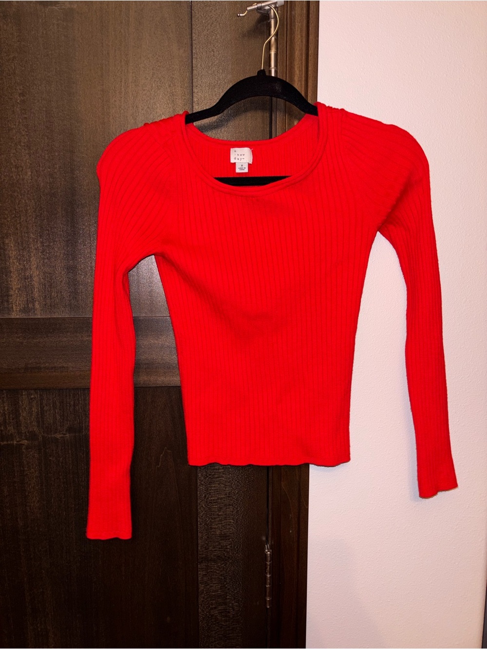 a new day Red Ribbed Long Sleeve Top